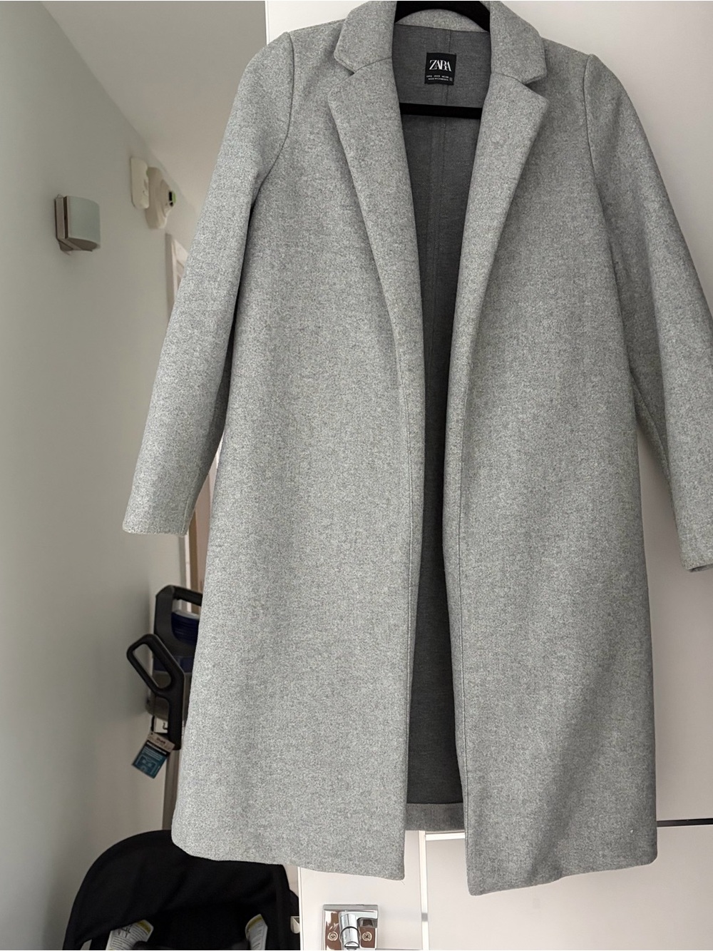 Zara Light Gray Single-Breasted Wool-Blend Coat